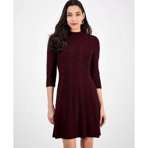 Sandra Darren Textured Mock Neck Sweater Dress Size Large